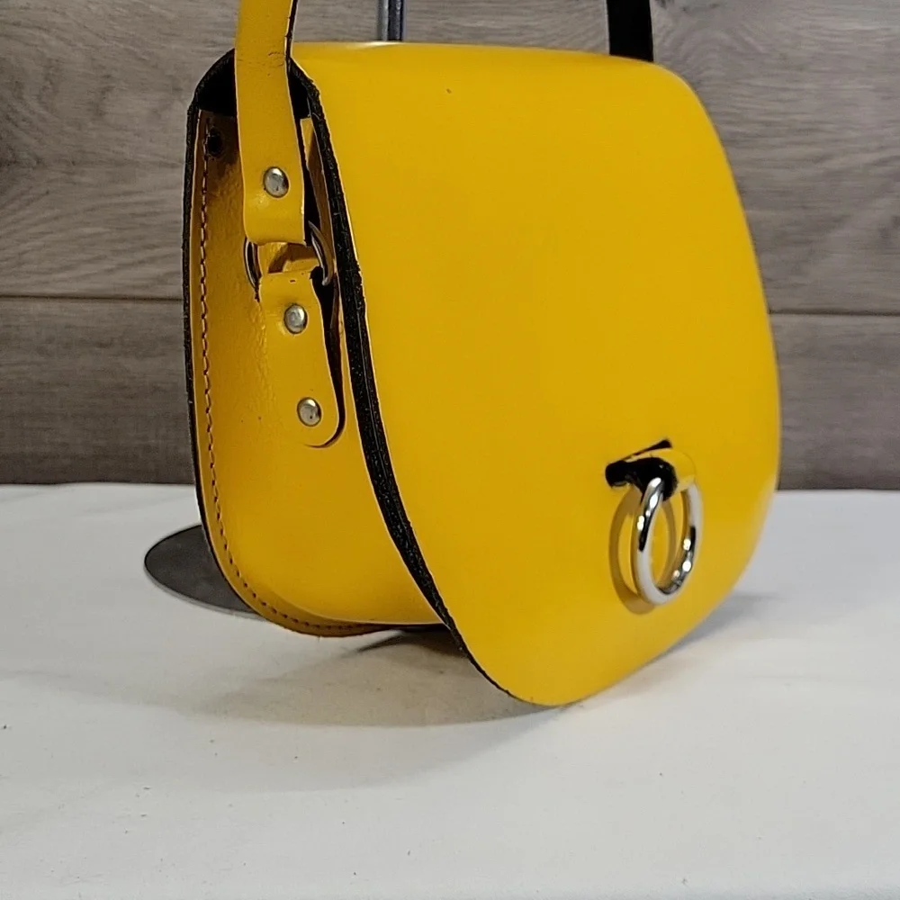 The Leather Satchel Co Bullring Yellow Leather Saddlebag Crossbody Bag